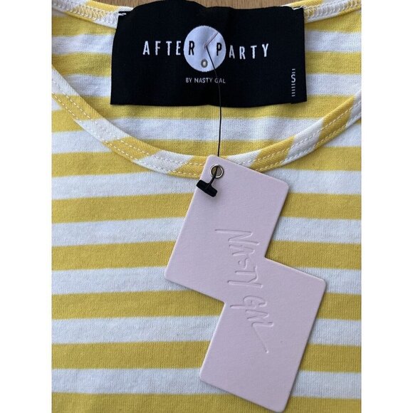 After Party by Nasty Gal Womens Yellow Striped Crop Top Tee T-Shirt Size S - Picture 3 of 15